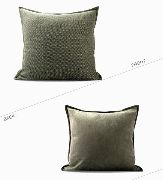 Large Green Square Modern Throw Pillows for Couch, Large Throw Pillow for Interior Design, Contemporary Modern Sofa Pillows, Simple Decorative Throw Pillows-LargePaintingArt.com