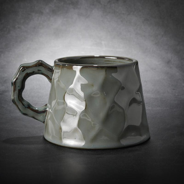 Large Capacity Coffee Cups, Large Tea Cup, Large Pottery Coffee Cup, White Ceramic Coffee Mug, Black Coffee Cup-LargePaintingArt.com