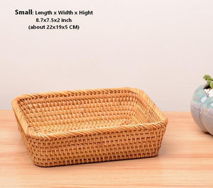 Rectangular Storage Baskets for Pantry, Small Rattan Kitchen Storage Basket, Storage Baskets for Shelves, Woven Storage Baksets-LargePaintingArt.com