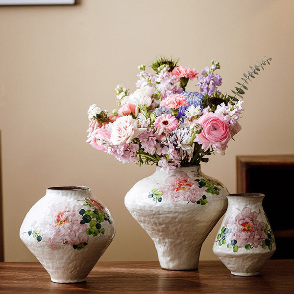 Modern Porcelain Flower Vases, Flower Vases on Table, Handmade Water Holding Flower Vases, Centerpiece on Dining Table, Ceramic Bouquet Vases-LargePaintingArt.com