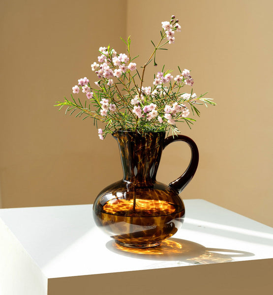 Mid Century Glass Vases, Centerpiece Contemporary Vases on Table, Handmade Modern Vases for Bedroom, Decorative Glass Vase, Modern Glass Vase for Flowers-LargePaintingArt.com