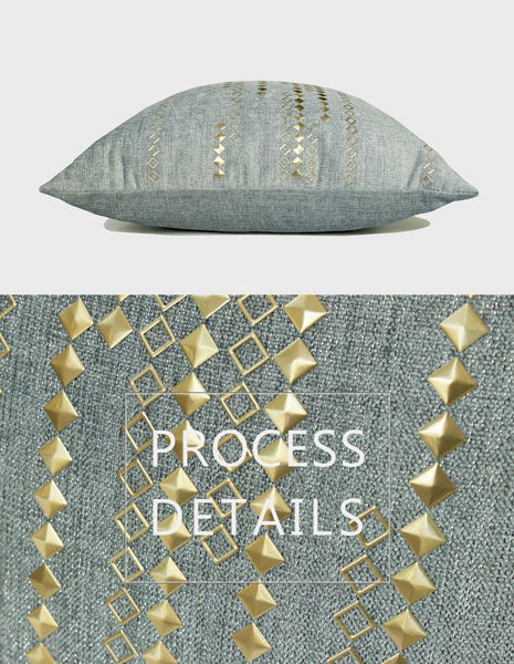 Grey Blue Decorative Throw Pillow for Couch, Large Square Pillows, Modern Sofa Pillows, Simple Modern Throw Pillows for Couch-LargePaintingArt.com