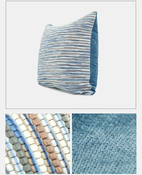 Abstract Blue Modern Sofa Pillows, Large Decorative Throw Pillows, Contemporary Square Modern Throw Pillows for Couch, Simple Throw Pillow for Interior Design-LargePaintingArt.com