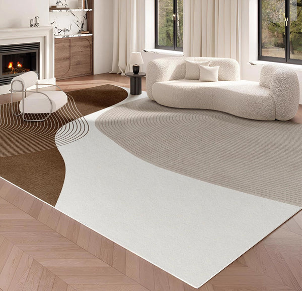 Large Geometric Rugs for Living Room, Abstract Modern Area Rugs for Bedroom, Contemporary Modern Rugs for Bedroom-LargePaintingArt.com