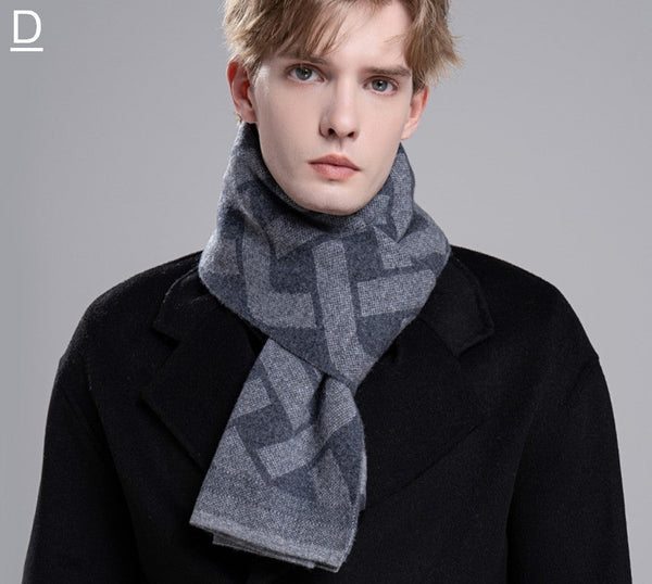 Casual Scarf Men, Wool Scarf for Gentleman, Thick Wool Scarf, Men's Winter Scarf, Men's Wool Scarf Winter, Fashion Scarf, Business Formal Men Scarf Styles-LargePaintingArt.com