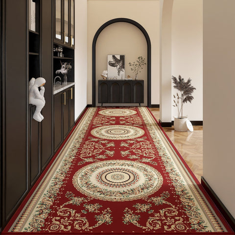 Washable Entryway Runner Rug Ideas, Bedside Runner Rugs, Non Slip Entrance Runner Rugs, Traditional Red Persian Long Narrow Runner Rugs, Extra Long Hallway Runners-LargePaintingArt.com