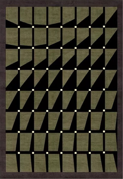 Modern Rugs for Dining Room, Modern Living Room Rug Ideas, Mid Century Modern Rugs Next to Bed, Green Contemporary Rugs for Bedroom-LargePaintingArt.com