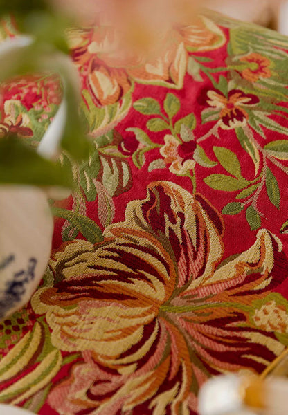 Large Modern Rectangle Tablecloth for Dining Table, Flower Pattern Red Table Covers for Round Table, Farmhouse Table Cloth for Oval Table-LargePaintingArt.com