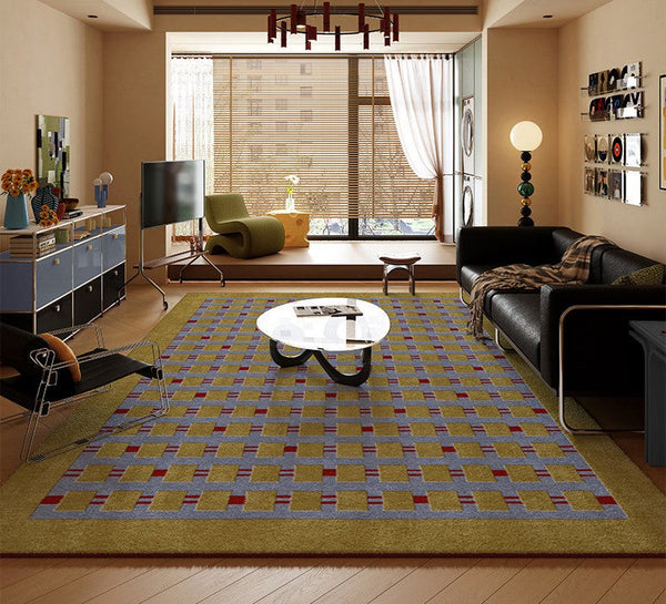 Mid Century Modern Rugs for Living Room, Vintage Area Rugs for Bedroom, Large Contemporary Area Rugs for Dining Room-LargePaintingArt.com