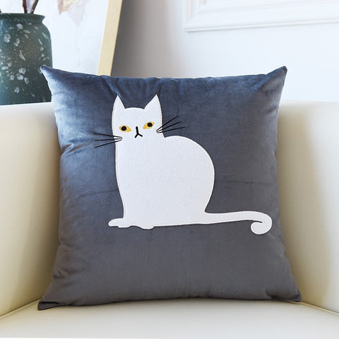 Lovely Cat Pillow Covers for Kid's Room, Modern Sofa Decorative Pillows, Cat Decorative Throw Pillows for Couch, Modern Decorative Throw Pillows-LargePaintingArt.com