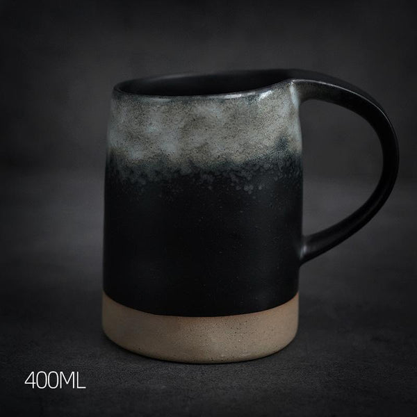 Black Pottery Coffee Cup, Ceramic Coffee Mug, Latte Coffee Cup, Handmade Coffee Cup, Large Tea Cup-LargePaintingArt.com