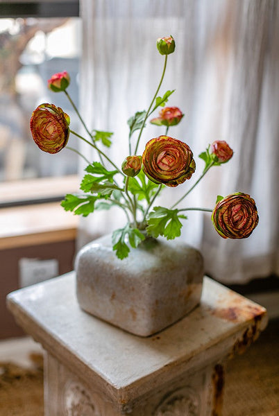 Dining Room Flower Arrangement Ideas, Ranunculus Asiaticus Flowers, Simple Modern Floral Arrangement Ideas for Home Decoration, Spring Artificial Floral for Bedroom-LargePaintingArt.com