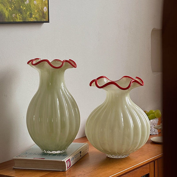 French Vintage Glass Flower Vases, Glass Bud Vases, Flower Vases on Table, Handmade Water Holding Flower Vases-LargePaintingArt.com