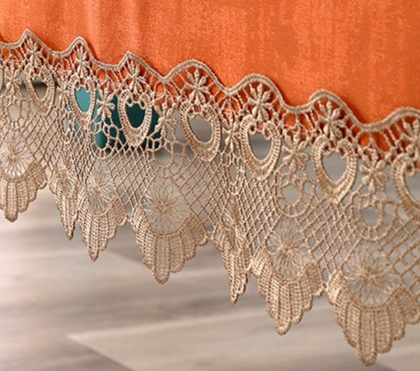 Orange Modern Table Cover for Dining Room Table, Large Modern Rectangle Tablecloth, Square Tablecloth for Round Table, Lace Tablecloth for Home Decoration-LargePaintingArt.com