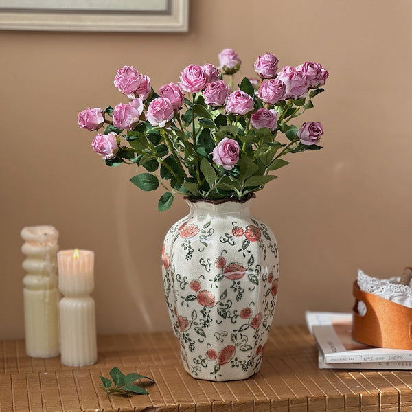 Rustic Porcelain Flower Vases, Handmade Water Holding Flower Vases, Ceramic Bouquet Vases, Tall Flower Vases on Table-LargePaintingArt.com