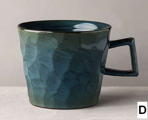 Large Capacity Coffee Cups, Modern Handmade Pottery Coffee Cup, Large Unique Tea Cup, Creative Brown White Black Blue Ceramic Coffee Mugs-LargePaintingArt.com