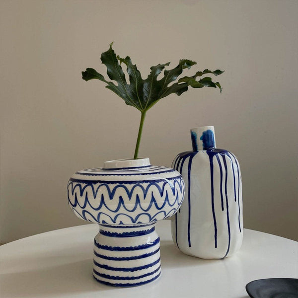 Handmade Water Holding Flower Vases, Modern Ceramic Flower Vases, Porcelain Bud Vases, Small Flower Vases on Table-LargePaintingArt.com