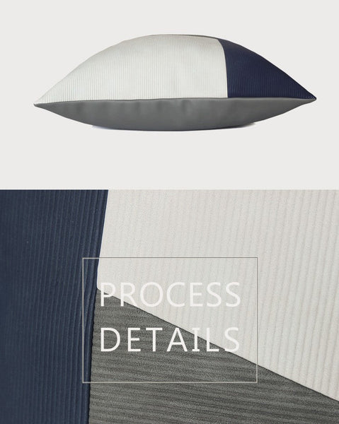 Large Modern Throw Pillows, Decorative Throw Pillow for Couch, Blue Grey Modern Sofa Pillows, Decorative Throw Pillows for Living Room, Large Square Pillows-LargePaintingArt.com