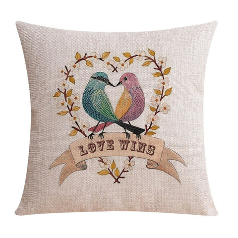 Love Birds Throw Pillows for Couch, Singing Birds Decorative Throw Pillows, Modern Sofa Decorative Pillows, Decorative Pillow Covers-LargePaintingArt.com