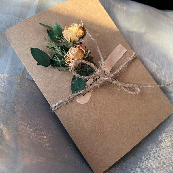Wedding Greeting Card, Unique Anniversary Greeting Card, Creative Birthday Greeting Card, Beautiful Valentine's Day Greeting Card, Original Handmade Dried Flower Greeting Cards-LargePaintingArt.com