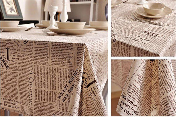 NEWS LETTER - Black White Tablecloth, Table Linen Wedding Home Decor Dining Kitchen-LargePaintingArt.com