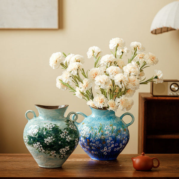 Centerpiece on Dining Table, Handmade Water Holding Flower Vases, Large Flower Vases on Table, Modern Pottery Flower Vases, Pottery Bud Vases-LargePaintingArt.com