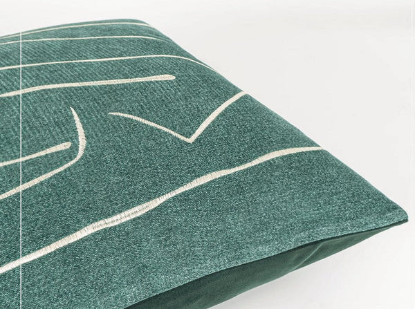 Abstract Green Decorative Throw Pillows, Geometric Square Modern Throw Pillows for Couch, Large Contemporary Throw Pillow for Interior Design-LargePaintingArt.com