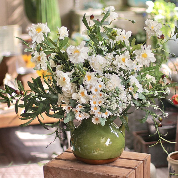 Real Touch Artificial Floral for Living Room, Large Bunch of Daisy and Rose Branch, Beautiful Spring Flower Arrangement for Home Decoration, Table Centerpiece-LargePaintingArt.com