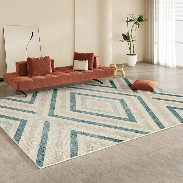 Abstract Contemporary Modern Rugs for Living Room, Geometric Modern Rug Placement Ideas for Dining Room, Large Modern Rugs for Bedroom-LargePaintingArt.com