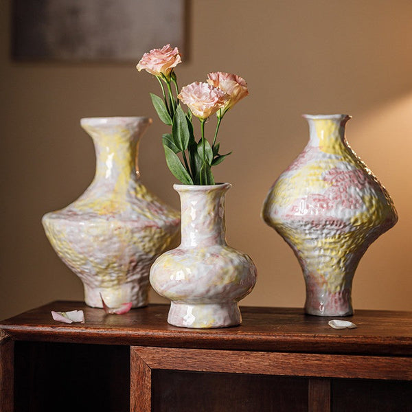Handmade Water Holding Flower Vases, Modern Bouquet Flower Vases, Centerpiece on Dining Table, Large Flower Vase on Table, Pottery Flower Vases-LargePaintingArt.com