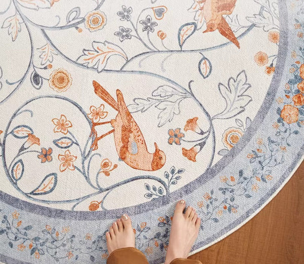 Dining Room Contemporary Round Rugs, Bedroom Modern Round Rugs, Modern Rug Ideas for Living Room, Circular Modern Rugs under Chairs-LargePaintingArt.com