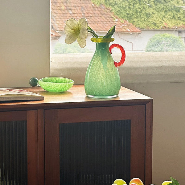 Small Flower Vase, Modern Glass Flower Vases, Handmade Glass Bud Vases, Water Holding Flower Vases, Flower Vases on Table-LargePaintingArt.com