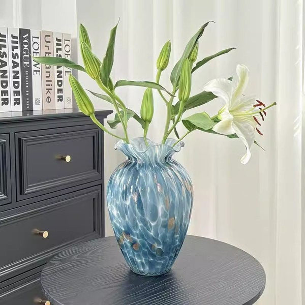 Modern Glass Bud Vases, Centerpiece Vases on Table, Handmade Liuli Vases, Color Glaze Vase, Contemporary Vases for Modern Home Decor-LargePaintingArt.com