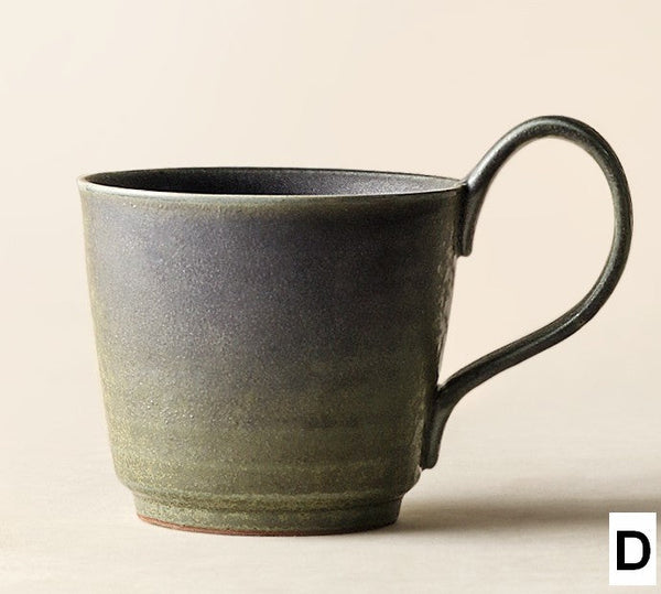 Modern Handmade Pottery Coffee Cup, Creative Brown Green Blue Ceramic Coffee Mugs, Large Unique Tea Cup, Large Capacity Coffee Cups-LargePaintingArt.com