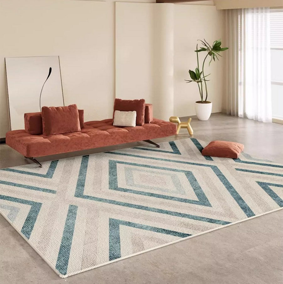 Abstract Contemporary Modern Rugs for Living Room, Geometric Modern Rug Placement Ideas for Dining Room, Large Modern Rugs for Bedroom-LargePaintingArt.com
