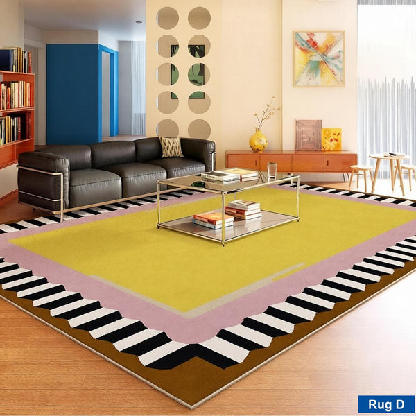 Colorful Modern Rugs for Living Room, Dining Room Geometric Modern Rugs, Mid Century Modern Rugs, Contemporary Modern Rugs under Coffee Table-LargePaintingArt.com