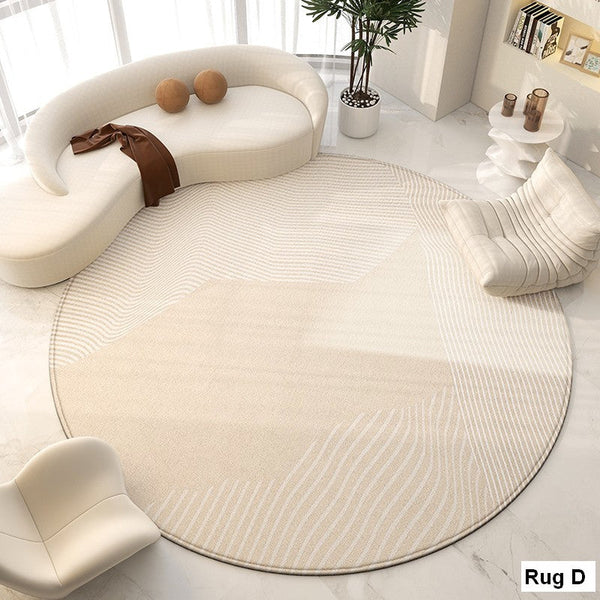 Bedroom Modern Round Rugs, Circular Modern Rugs under Chairs, Dining Room Contemporary Round Rugs, Geometric Modern Rug Ideas for Living Room-LargePaintingArt.com