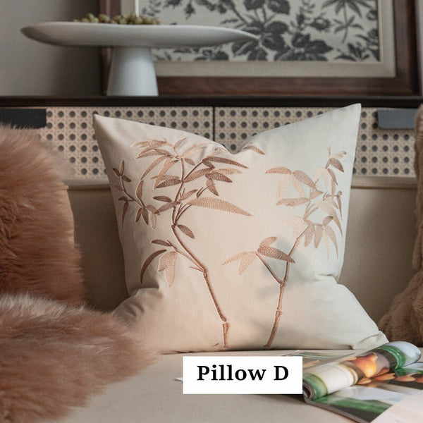 Decorative Pillow Arrangement Ideas for Couch, Modern Decorative Pillows for Bedroom, Embroidered Butterfly Pillow Covers, Large Decorative Throw Pillows for Living Room-LargePaintingArt.com
