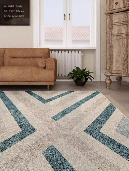 Abstract Contemporary Modern Rugs for Living Room, Geometric Modern Rug Placement Ideas for Dining Room, Large Modern Rugs for Bedroom-LargePaintingArt.com