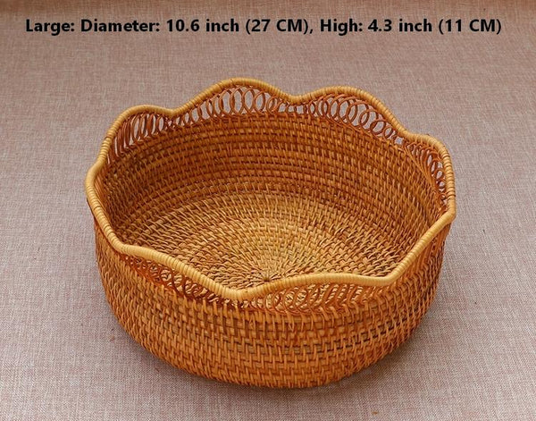 Woven Round Storage Basket, Cute Small Rattan Woven Baskets, Fruit Storage Basket, Storage Baskets for Kitchen-LargePaintingArt.com