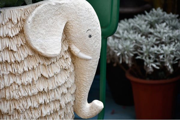 Unique Garden Flowerpot, Large Elephant Flowerpot, Resin Statue for Garden, Modern Animal Statue for Garden Ornaments, Villa Outdoor Decor Gardening Ideas-LargePaintingArt.com