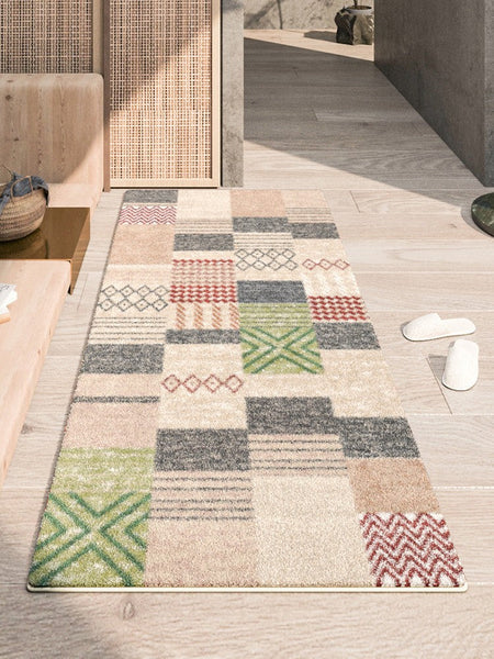 Modern Runner Rugs for Entryway, Contemporary Modern Rugs Next to Bed, Hallway Runner Rug Ideas, Geometic Modern Rugs for Dining Room-LargePaintingArt.com
