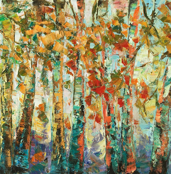 Contemporary Art, Wall Art, Birch Tree Painting, Abstract Painting, Custom Canvas Painting, Oil Painting-LargePaintingArt.com