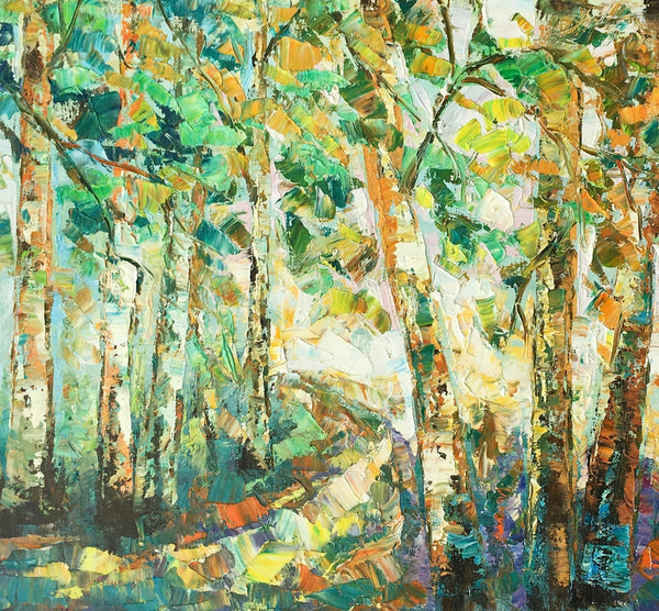 Contemporary Art, Wall Art, Birch Tree Painting, Abstract Painting, Custom Canvas Painting, Oil Painting-LargePaintingArt.com