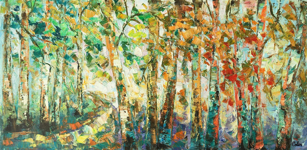 Contemporary Art, Wall Art, Birch Tree Painting, Abstract Painting, Custom Canvas Painting, Oil Painting-LargePaintingArt.com