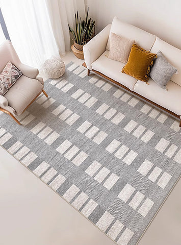 Modern Floor Rugs for Bedroom, Dining Room Floor Rug, Large Gray Floor Rugs for Living Room, Extra Large Geometric Modern Rugs for Office-LargePaintingArt.com