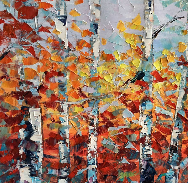 Large Art, Canvas Wall Art, Landscape Art, Birch Tree Artwork, Custom Canvas Painting-LargePaintingArt.com
