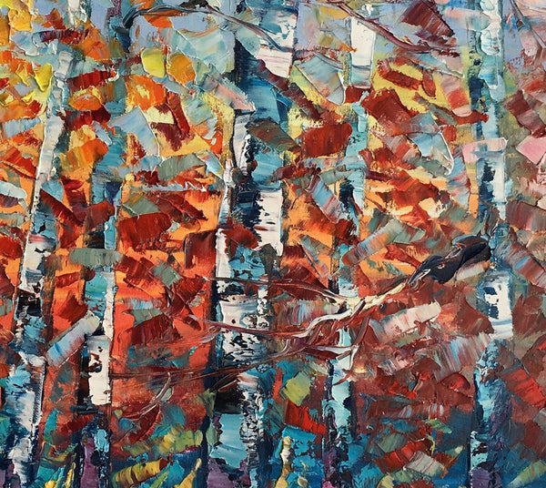 Large Art, Canvas Wall Art, Landscape Art, Birch Tree Artwork, Custom Canvas Painting-LargePaintingArt.com