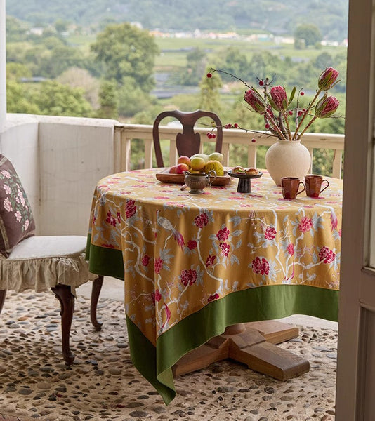 Farmhouse Table Cloth, Dining Room Flower Table Cloths, Large Square Tablecloth for Round Table, Extra Large Rectangular Table Covers for Kitchen-LargePaintingArt.com