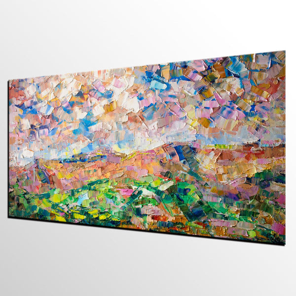 Heavy Texture Painting, Autumn Mountain Painting, Landscape Painting, Custom Large Canvas Art-LargePaintingArt.com